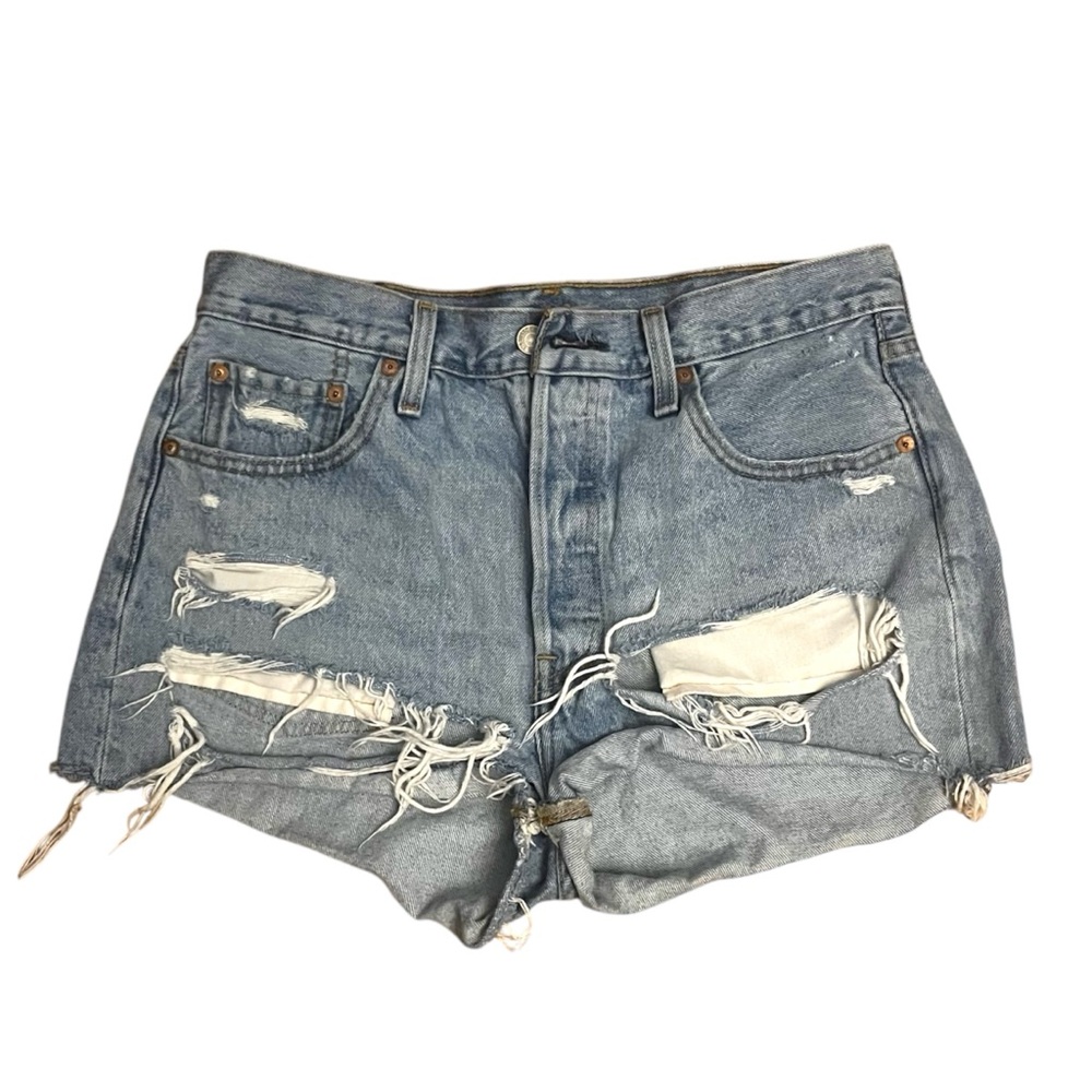 Levi's Blue Distressed Jean Shorts